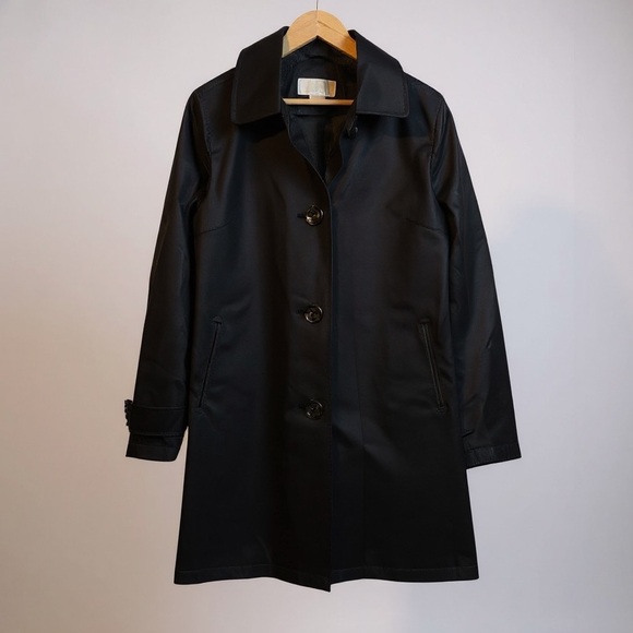 Michael Kors Trench Coat Black Medium - Picture 2 of 10